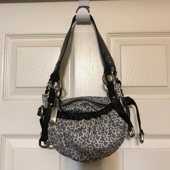 Dkny Handbags - DKNY Baguette dough bag with monogram with genuine leather belts